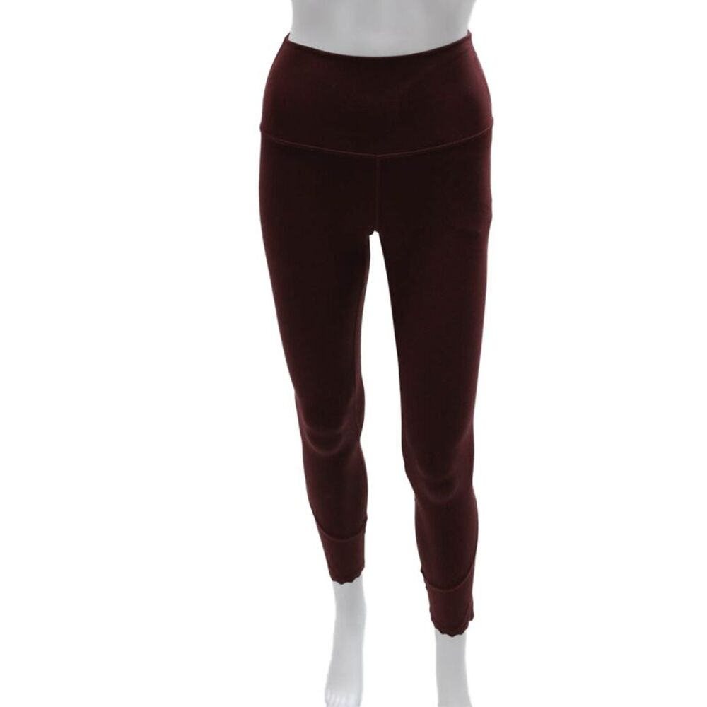 Lululemon Women Ankle Leggings Red Nylon Solid Pull On Size 4